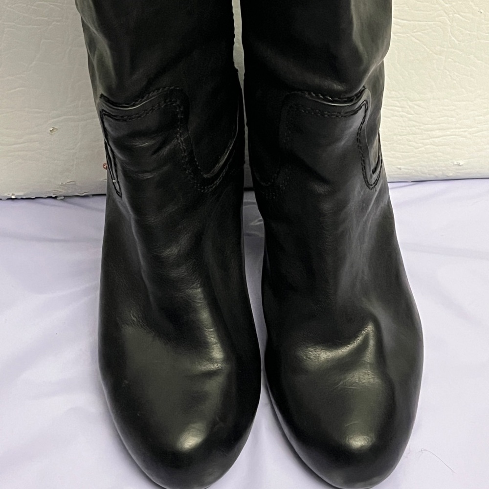 Frye Miranda Black Knee-High Genuine Leather Pull On Boots sz 7 - Picture 5 of 10